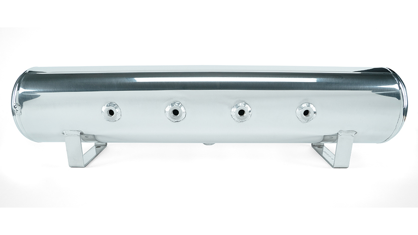 4 Gal. 7-Port Polished Tank W/ Viair 444c Chrome Compressor, 1/4\" & 3/8\" Fittings & Tank Mounting Hardware